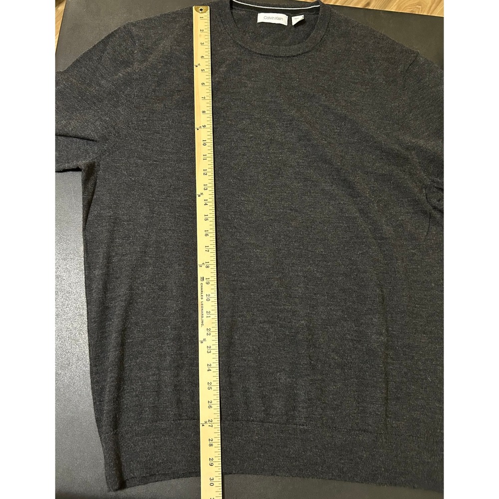 Calvin Klein Sweater Mens XXL Charcoal Gray Wool Blend Crew Neck Pullover Knit - Picture 4 of 9